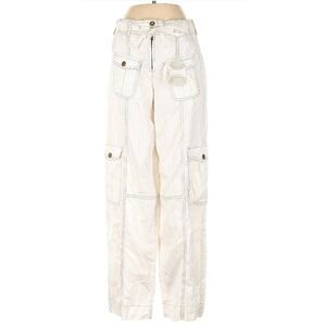 Altar'd State Cargo pants Size XS ivory with tan stitching